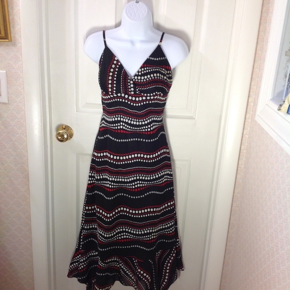 Easel Anthropologie Black & Red Geometric Print Slip Dress - L - Picture 2 of 6